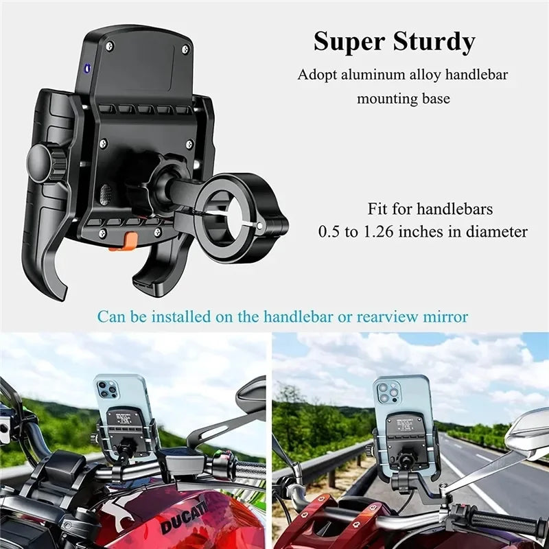 Suporte Tele móvel para Motos com Carregador Wireless/ USB